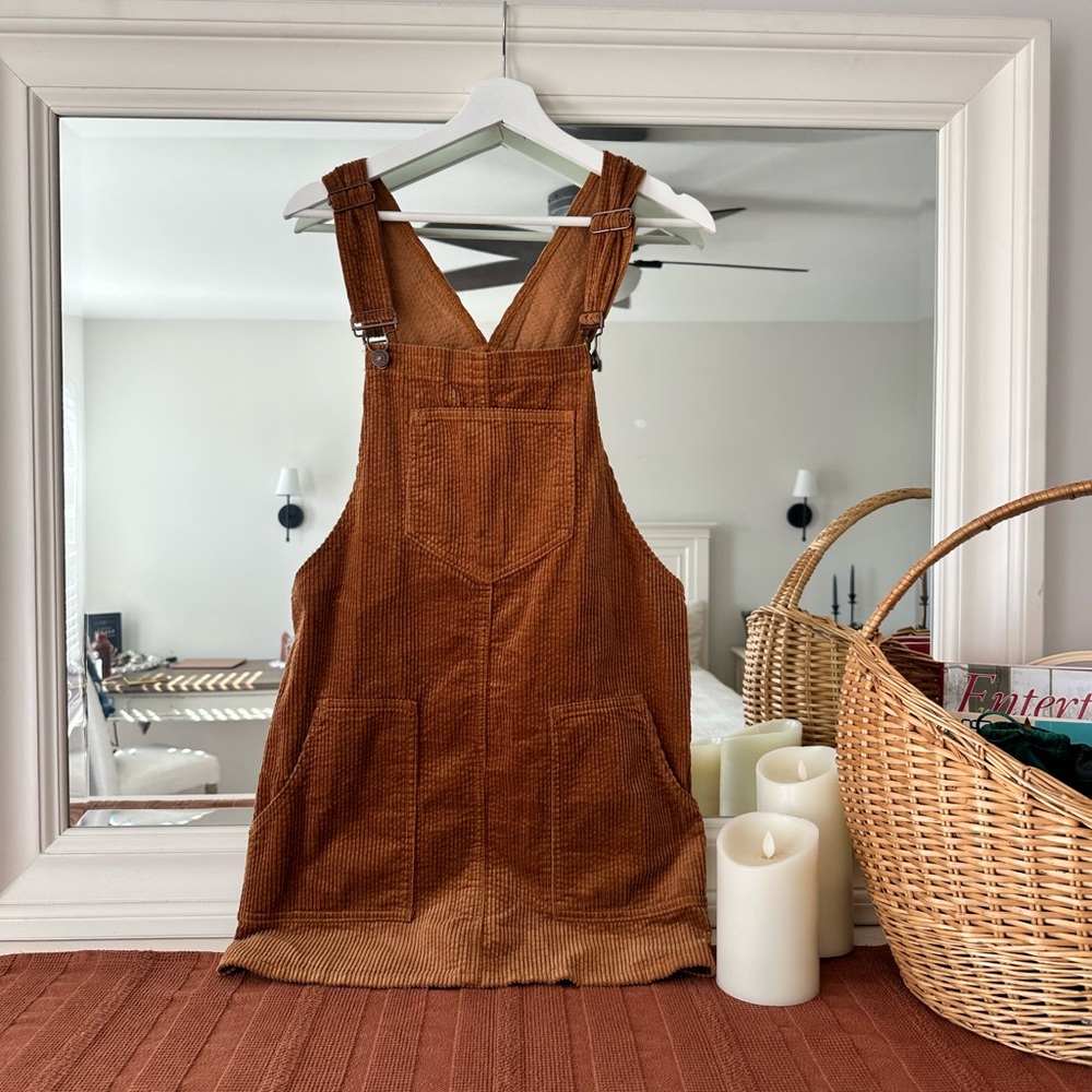 Rewash Corduroy Pinafore in Camel Brown